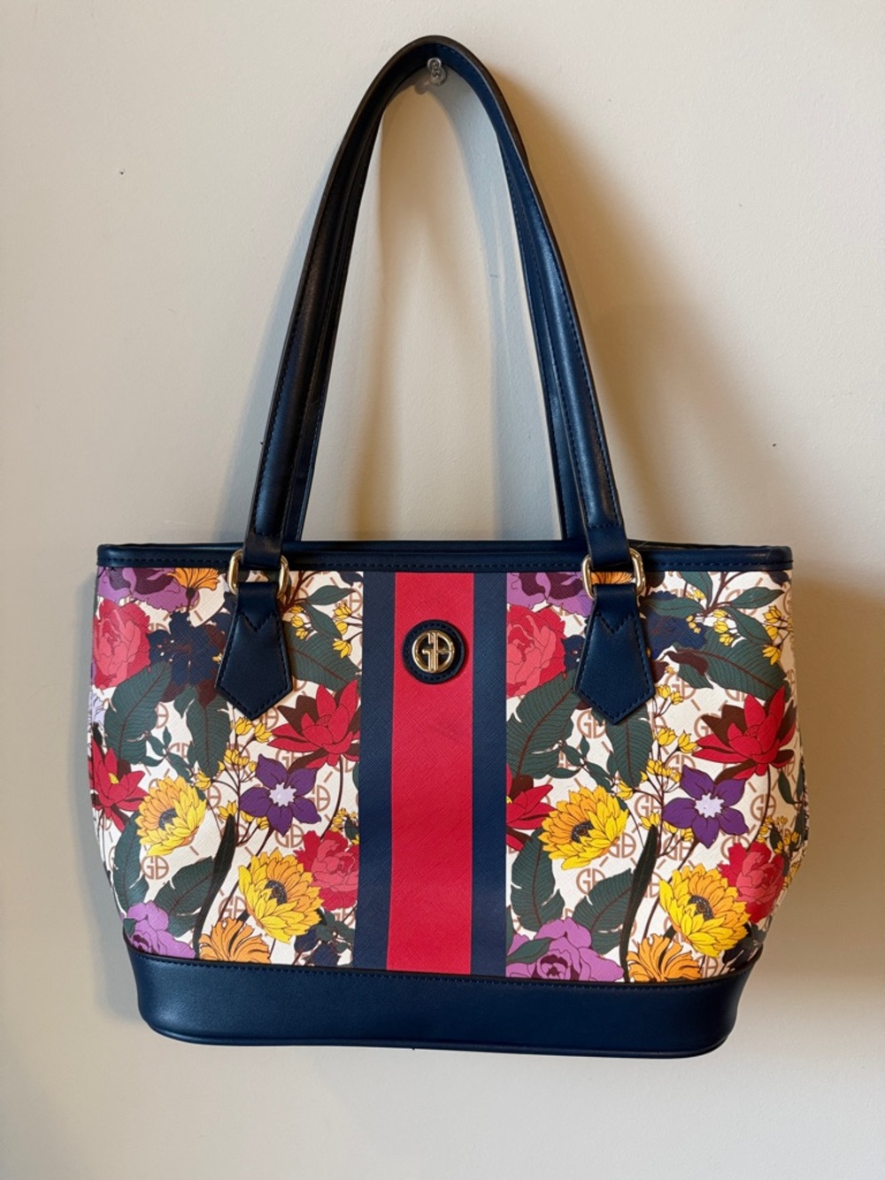 Gianni Bernini Floral Stripe Tote Bag
